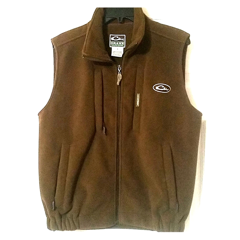 Drake Waterfowl Systems Full Zip Brown Fleece Vest